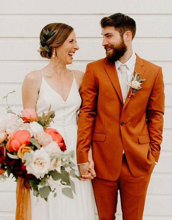 Buy Men Stylish Suit Wedding Suit Men Suit Groom Wear 3 Piece Rust Suit  Gift for Him Elegant Slim Fit Suit Online in India - Etsy