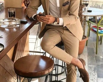 Men Suit 2 Piece, Brown Suits For Men, Slim fit Suits, One Button Suits, Tuxedo Suits, Dinner Suits, Wedding Groom suits, Bespoke For Men