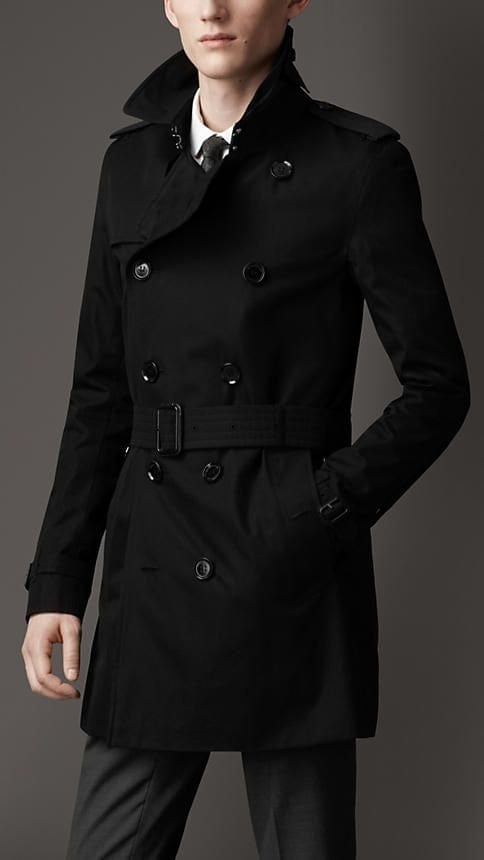 Men Black Woolen Overcoat Vintage Long Trench Coat Men New Jacket Coats ...
