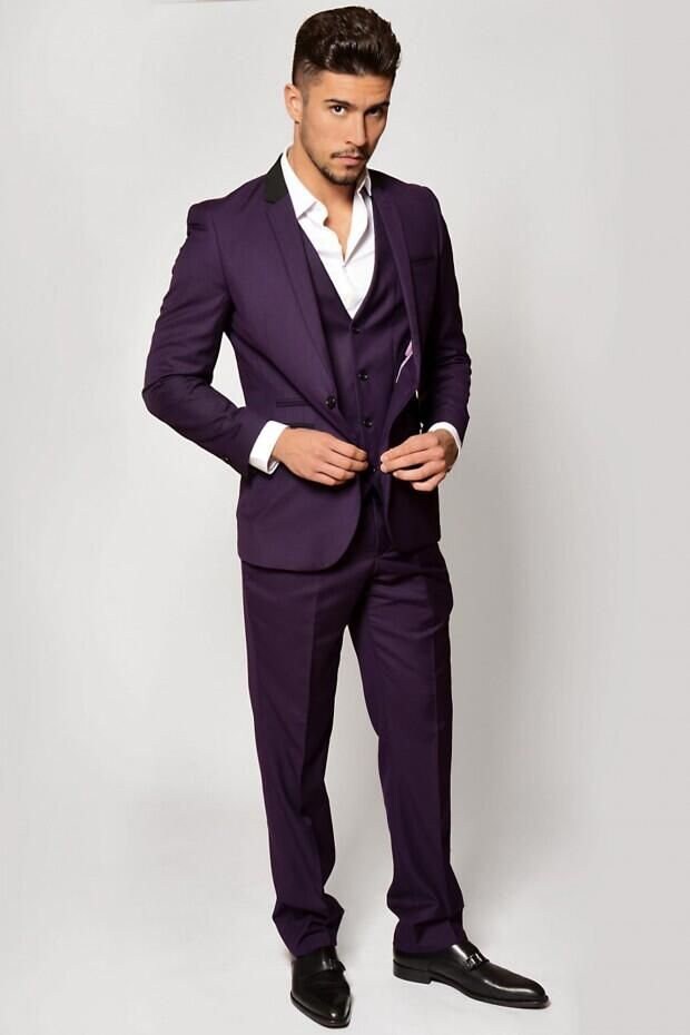 Dark Purple Skinny Suit Trousers  New Look