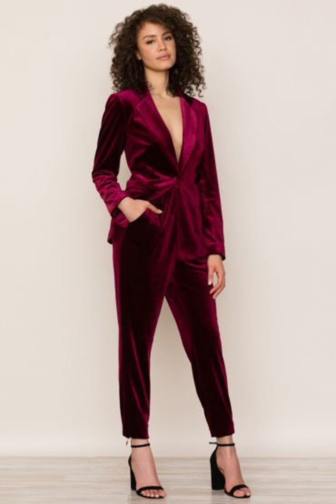 Burgundy Velvet Suit for Women/ GIRL Pant Suit/women's - Etsy