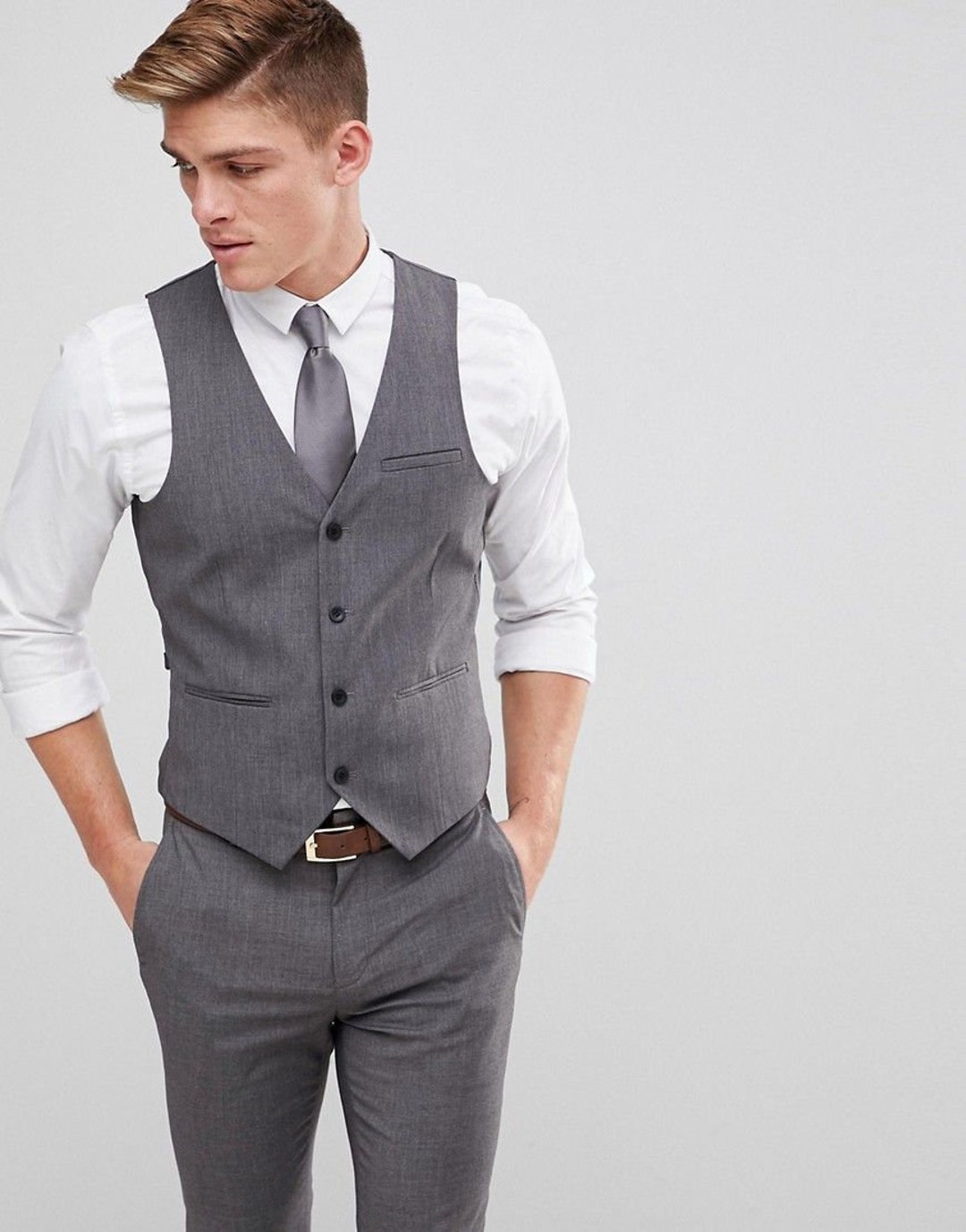 Mens Grey Vest Coat and Pant Mens Waistcoat Formal Vest - Etsy