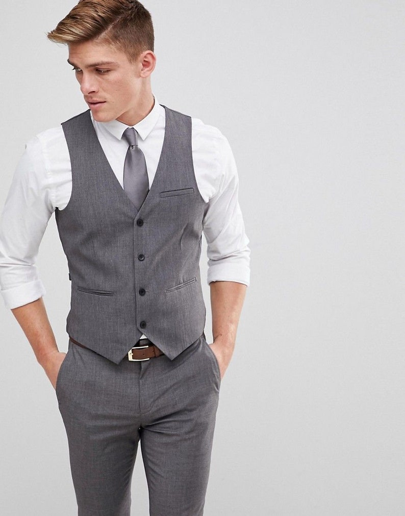 Mens Grey Vest Coat and Pant Mens Waistcoat Formal Vest - Etsy