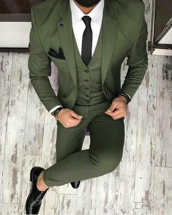 Mens 2 Piece Suit Elegant Wedding Party wear Slim Fit Dinner Formal Coat  Pants