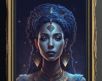 Nut, Egyptian goddess of the night sky, Kemetic art, wall art, beautiful goddess art print, nut poster, egyptian mythology fine art print
