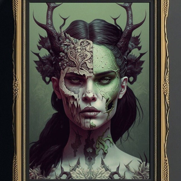 Hel, Norse goddess of the underworld wall art, dark goddess Hel poster, Hél art print, viking mythology, norse gods, viking gods