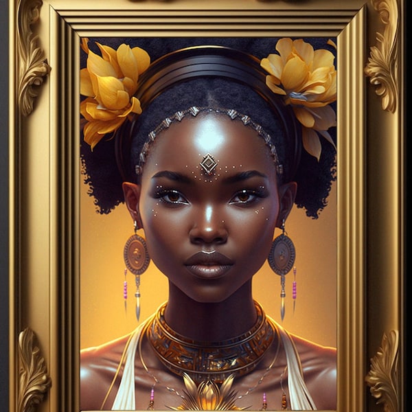 Oshun, Yoruba goddess of love and prosperity, wall art, Oshun art print, African poster, wiccan art, witchy art print, Pagan art print