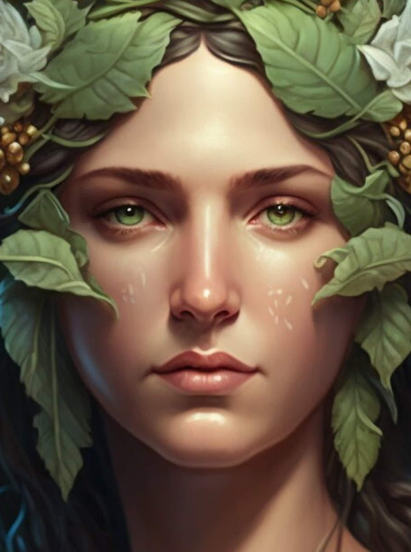 Gaia, Greek Goddess of the Earth, Gaia Poster, Green Goddess Wall Decor, Pacha Mama Digital Art