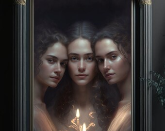 the Three Graces, Greek goddesses of beauty, joy and charm, wall art, Charites art print, wiccan art, witchy art print, Pagan art print