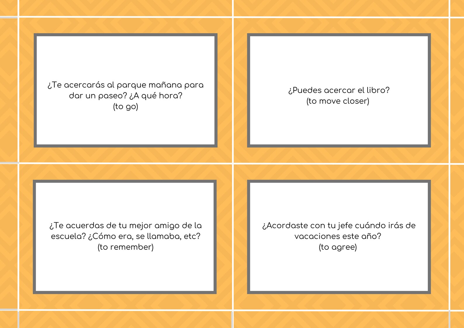 120 Spanish Conversation Cards reflexive Verbs , Spanish Conversation