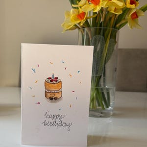 Carte d'anniversaire peinte à la main inspirée des méduses
