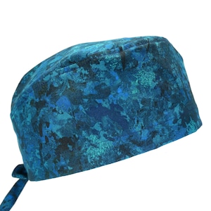 100% Cotton Men&#39;s Surgical/Dental/Anesthesiologist Breathable Scrub Cap with Tie Back, w/ or w/o Sweatband, Chroma Juniper Teal Blu Green