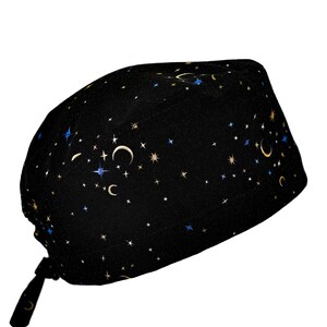 Moon & Stars by Clara McAllister, Men's Cotton Scrub Cap with Tie Back, Optional Sweatband
