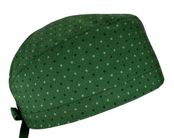 Green Dots, Men's Scrub Cap with Tie Back, Optional Sweatband
