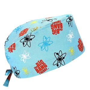 The Big Bang Theory Scrub Cap: Men's Cotton Surgical Tie-Back Hat, Optional Sweatband