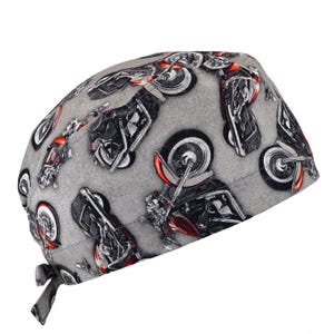 Ride Free Motorcycle Toss, Men's Cotton Scrub Cap with Tie Back, Optional Sweatband