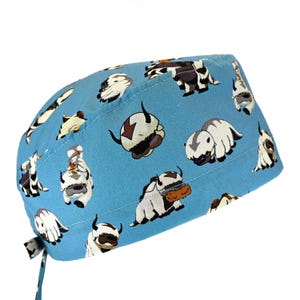Gorro quirúrgico transpirable 100 % algodón para hombre, para uso quirúrgico, dental y anestesiólogo, con lazo en la espalda, con o sin banda para el sudor, Appa Avatar: La leyenda de Aang
