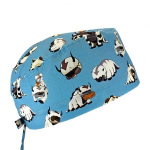 100% katoenen ademende scrubmuts voor heren chirurgisch/tandarts/anesthesist met gestrikte achterkant, met of zonder zweetband, Appa Avatar the Last Airbender