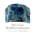 Batik 100% Cotton Men's Surgical\/Dental Scrub Cap with Tie Back, Breathable Medical Scrub Cap, Wildlife Batik Fabric Collection