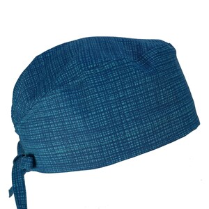 100% Cotton Men&#39;s Surgical/Dental/Anesthesiologist Breathable Scrub Cap with Tie Back, w/ or w/o Sweatband, Teal Blue Green