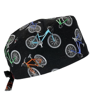 100% Cotton Men&#39;s Surgical/Dental/Anesthesiologist Breathable Scrub Cap with Tie Back, w/ or w/o Sweatband, Bicycles Cycling Biking