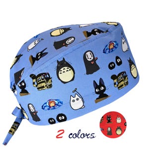 Ghibli Spirited Away Totoro, katoenen scrubmuts voor heren met gestrikte achterkant, optionele zweetband