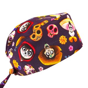 Coco Pixar Cotton Scrub Cap - Men&#39;s Surgical Tie-Back Hat, Optional Sweatband