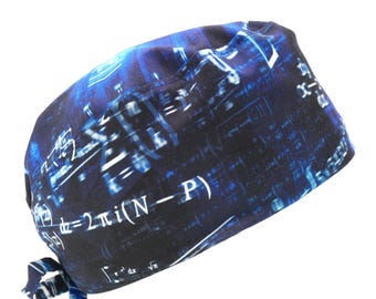 Crack the Code Blue, Men's Cotton Scrub Cap with Tie Back, Optional Sweatband