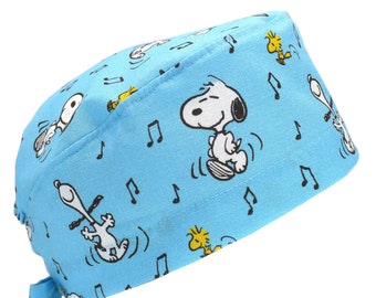 Men&#39;s Cotton Scrub Cap: Tie Back Surgical Hat - Feeling Chilling Snoop.y, Optional Sweatband