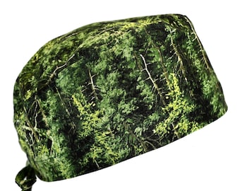 Timberland verde, berretto da chirurgo in cotone da uomo con laccio posteriore, fascia antisudore opzionale