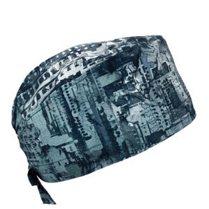 100% Cotton Men&#39;s Surgical/Dental/Anesthesiologist Breathable Scrub Cap with Tie Back, w/ or w/o Sweatband, Dark Teal Green City Northcott