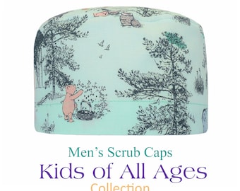 Men&#39;s Cotton Scrub Cap: Tie Back Surgical Hat, Breathable, Optional Sweatband