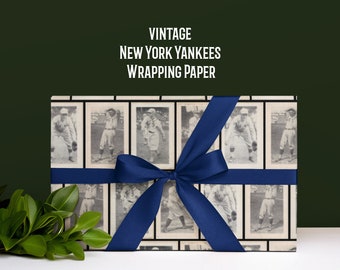 Vintage Wrapping Paper Roll / Vintage Baseball Cards / Autographed Yankees Babe Ruth, Joe Dugan, Waite Hoyt, Wally Schang / Vintage Gift