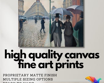 Paris Street; Rainy Day 1877, Fine Art Canvas Prints, Art Gallery Wall Decor, High Quality Art Paris Life Art, Caillebotte Paris Society Art