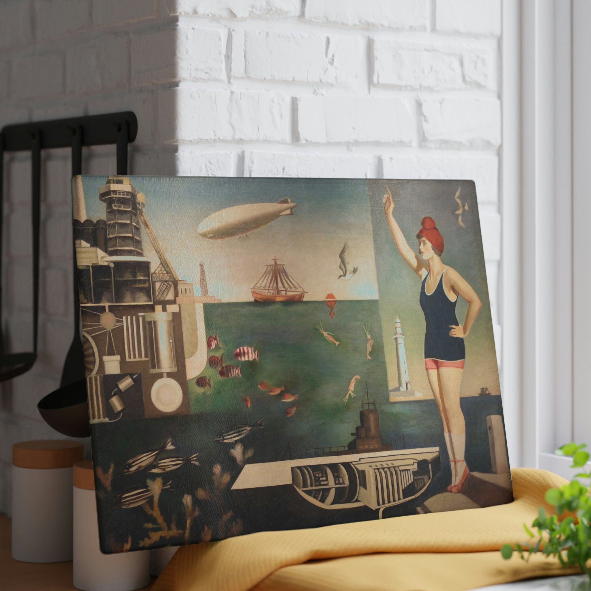 Hygienic Glass Cutting Board With Fine Art Print Harue Koga Sea Fine