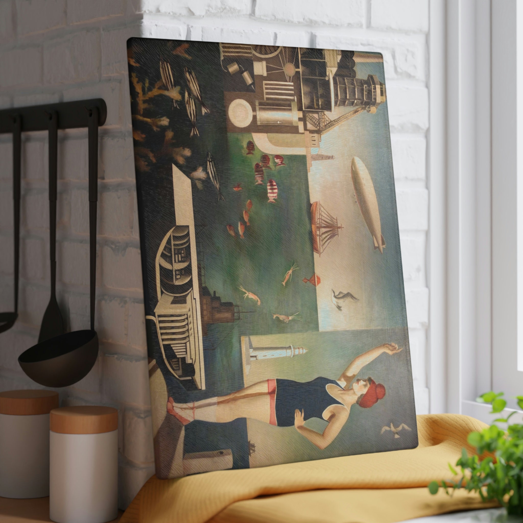 Hygienic Glass Cutting Board With Fine Art Print Harue Koga Sea Fine