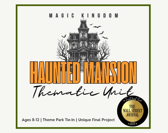 Haunted Mansion Homeschool Unit Ages 8-12 | MNSSHP Disney Worksheets | WDW Learning Printables | Halloween Education | Spooky Lesson Plan