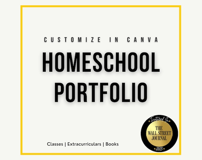 Homeschool Portfolio Template for Canva | Editable Highlights Pages | End-of-Year Digital Download for Homeschool Review