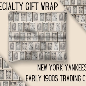 Vintage Wrapping Paper Roll / Vintage Baseball Cards / Autographed Yankees Babe Ruth, Joe Dugan, Waite Hoyt, Wally Schang / Vintage Gift