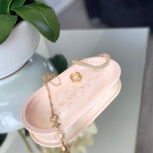 Rosa, Creme und Blattgold Schmucktablett