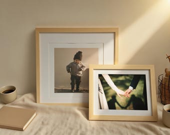 Marcos de fotos de madera natural: rectangulares y cuadrados (18 tamaños)