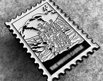 Castle Enamel Pin – Whimsical Fantasy Stamp Design