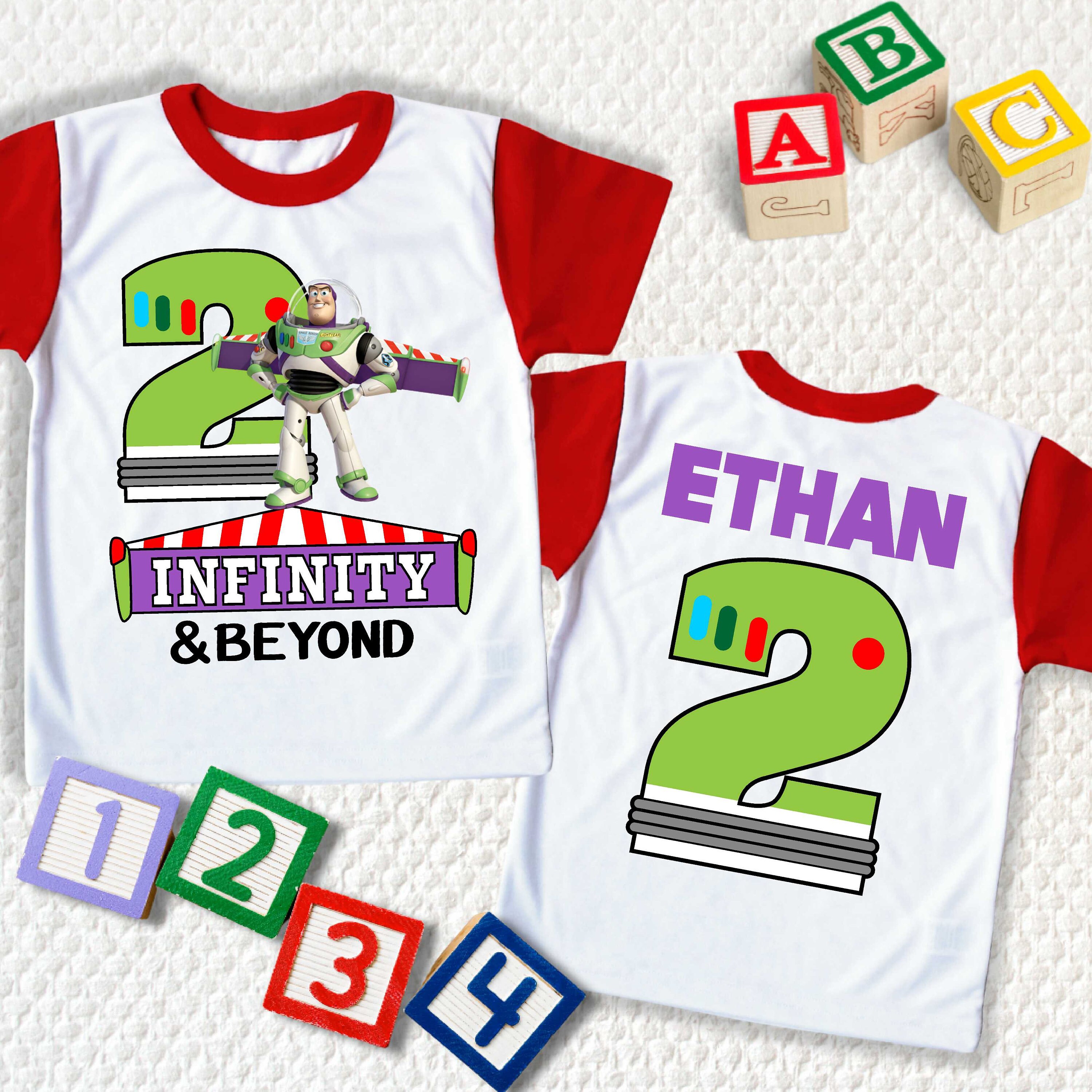 Discover Two Infinity and beyond Birthday T Shirt, Toy story theme Party, buzz lightyear Personalized shirt, family tees Custom, Birthday Gift shirt