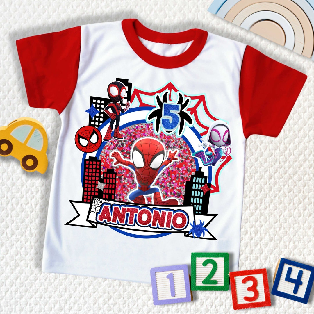 T-shirt Spiderman Personnalisé Marvel - Blanc, Coton, Garçon, Neuf Avec étiquettes