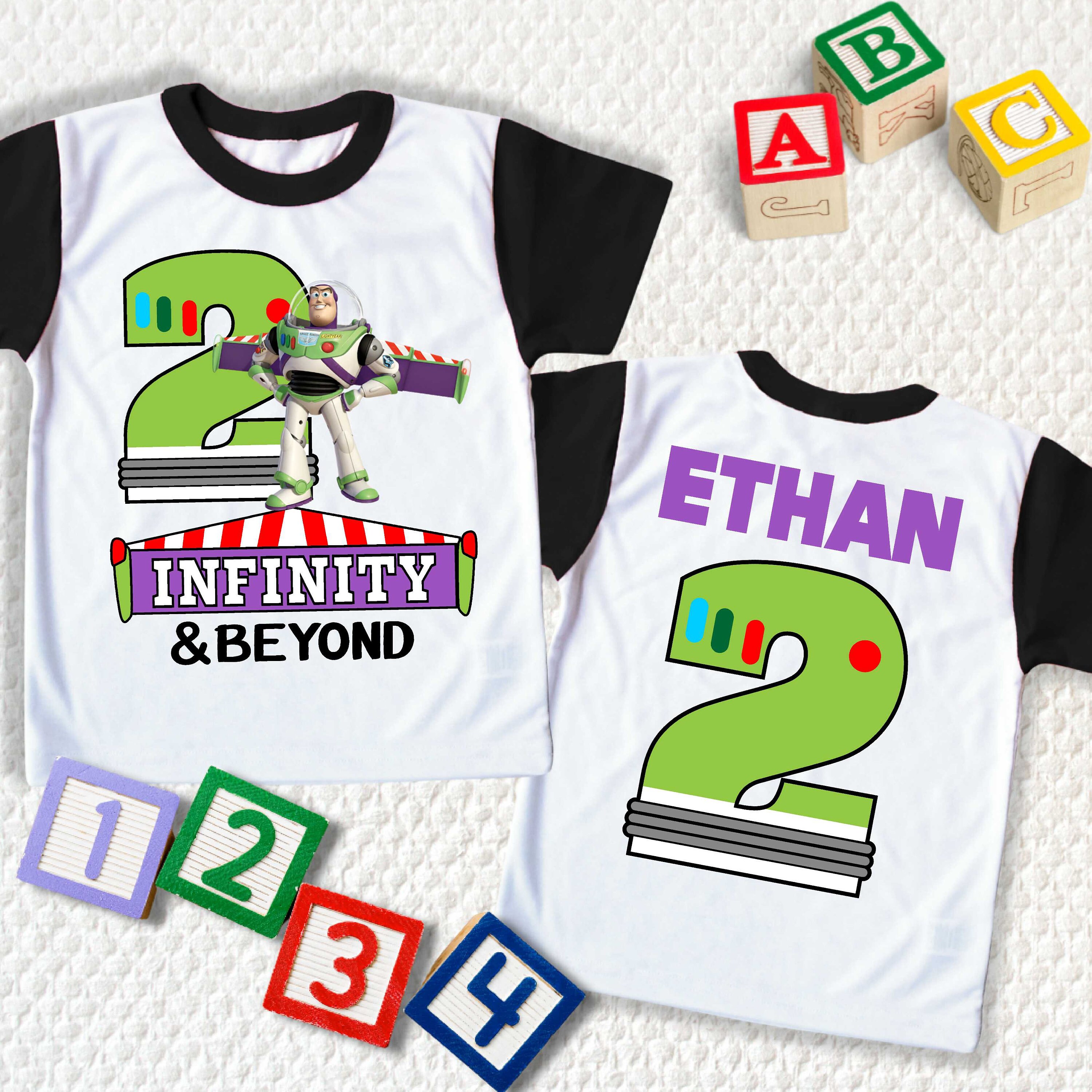 Discover Two Infinity and beyond Birthday T Shirt, Toy story theme Party, buzz lightyear Personalized shirt, family tees Custom, Birthday Gift shirt