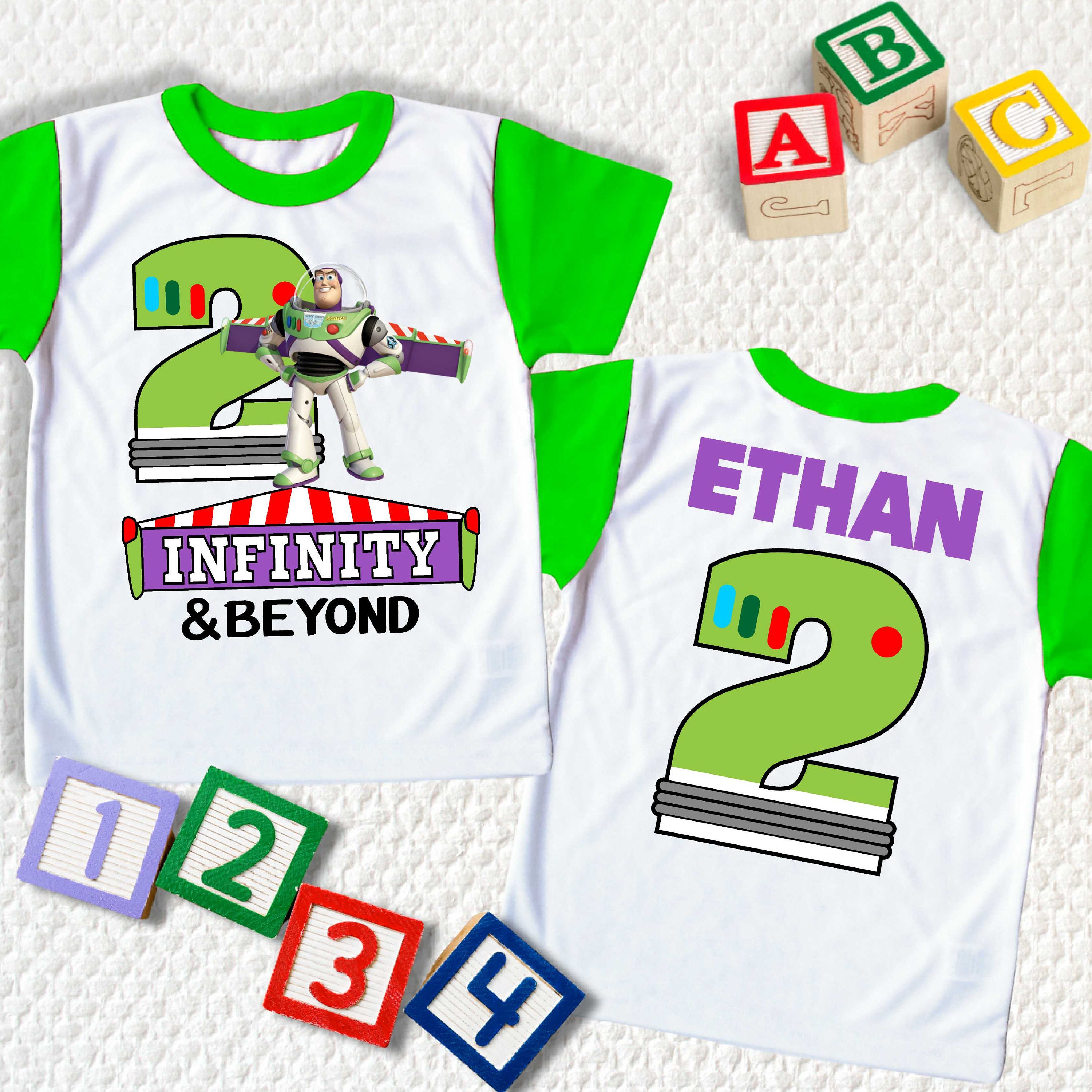 Discover Two Infinity and beyond Birthday T Shirt, Toy story theme Party, buzz lightyear Personalized shirt, family tees Custom, Birthday Gift shirt