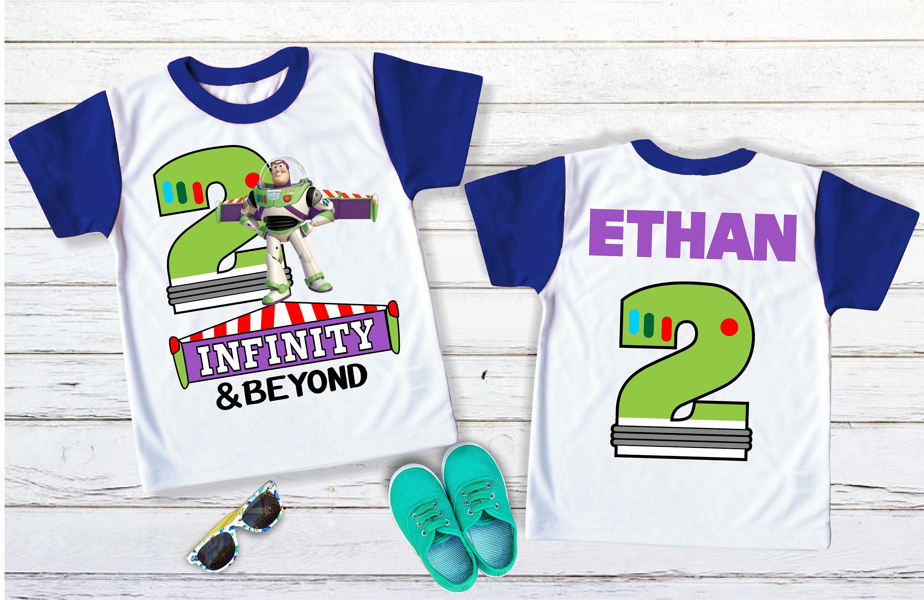 Discover Two Infinity and beyond Birthday T Shirt, Toy story theme Party, buzz lightyear Personalized shirt, family tees Custom, Birthday Gift shirt