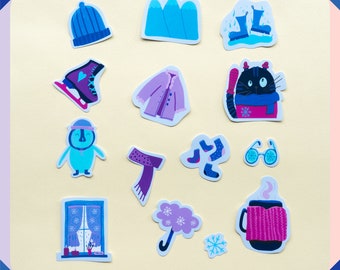 14 Stickers - Frosty Blue Winter