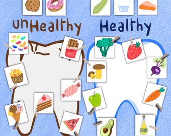 Dental Health Game - healthy and Unhealthy Tooth - Sorting Activity for Preschoolers