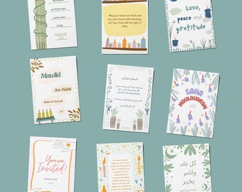 Mawlid An-Nabi - 9 decorated digital cards